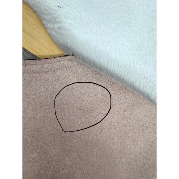 zara faux suede mid length coat preppy light pink 90s sz L - Picture 6 of 8